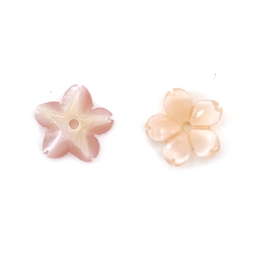 Pink mother-of-pearl 5 petal flower 8mm x 1pc