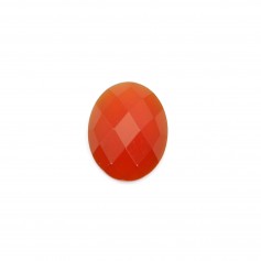 Red oval faceted agate cabochon 8x10mm x 1pc
