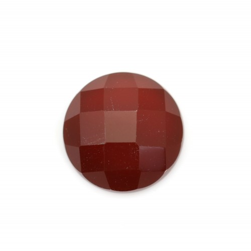 Roter Achat Cabochon rund facettiert 12mm x 1pc