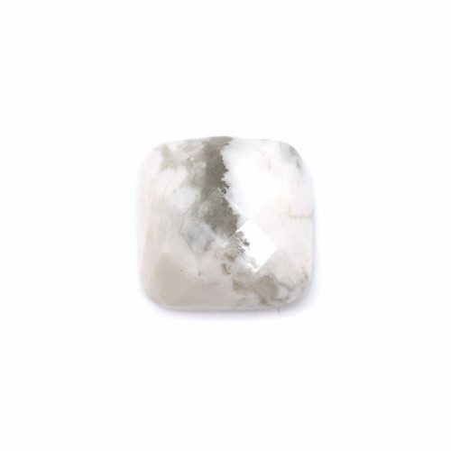 Cabochon howlite faceted square 10mm x 1pc