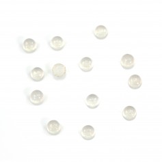 Cabochon Jade blanc, de forme ronde 3mm x 4pcs