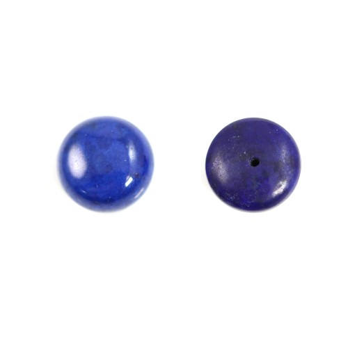 Round lapis lazuli cabochon half pierced x 1pc