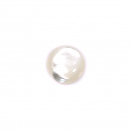 Round cabochon 10mm White Mother-of-Pearl x1