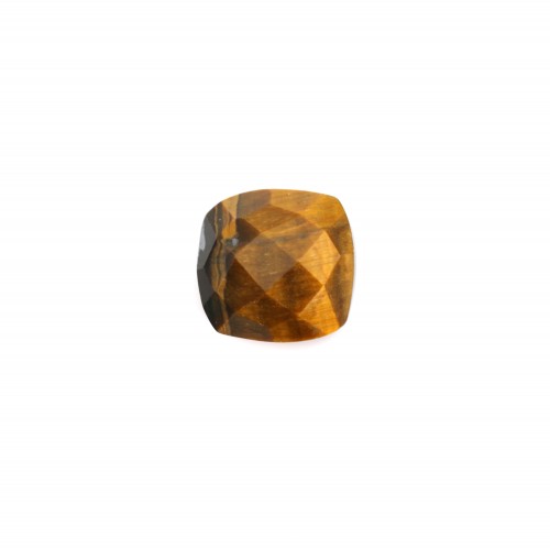 Cabochon in eye of tiger squared faceted 10mm x 1pc