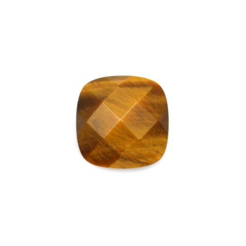 Cabochon tiger eye faceted square 14mm x 1pc