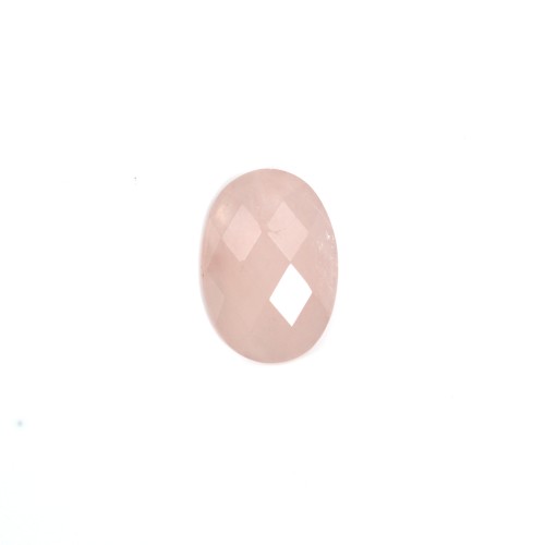 Cabochon oval de quartzo rosa facetado 10x14mm x 1pc