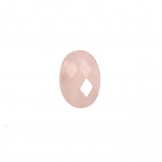 Cabochon Quartz rose ovale facetté 10x14mm x 1pc