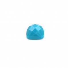 Cabochon turquoise reconstituted faceted square 10mm x 1pc