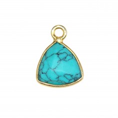Reconstituted faceted triangle turquoise set in gold-plated silver 9mm x 1pc