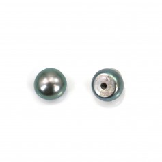 Freshwater cultured pearl, half-perforated, blue gray, button, 6-6.5mm x 2pcs