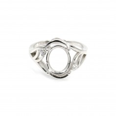 925 silver & zirconium ring with cabochon holder 8x10mm x 1pc