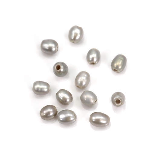 Freshwater cultured pearl, grey, olive, 4-4.5mm x 2pcs