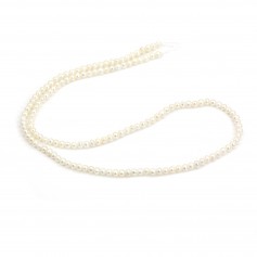Perlas cultivadas de agua dulce, blancas, redondas, 3,5 mm x 40 cm