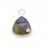 Faceted Labradorite triangle charm set in 925 silver 9x13mm x 1pc