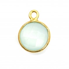 Faceted round chalcedony set in gold-plated silver 9mm x 1pc