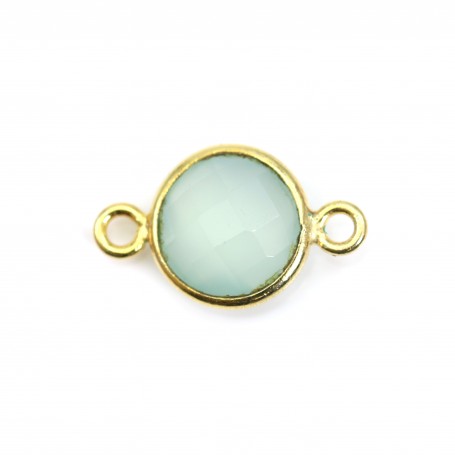 Faceted round chalcedony set in gold-plated silver 2 rings 11mm x 1pc