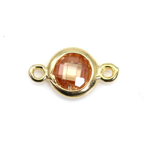 Spacer sterling silver 925 golden and citrine zirconium 5*9mm x 1pc