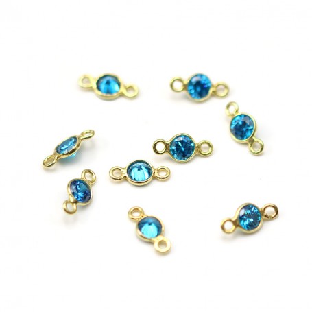 925 sterling silver oval spacer set with a blue cz 9.5x17.5mm x 1pc