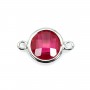 Spacer sterling silver 925 and zirconium ruby round 9.5x14.5mm x 1pc