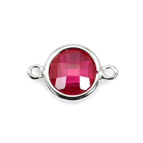 Spacer sterling silver 925 and zirconium ruby round 9.5*14.5mm x 1pc