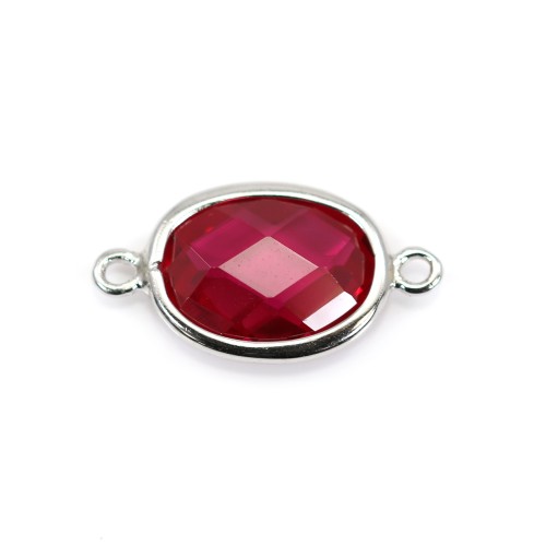 Spacer sterling silver 925 and zirconium ruby 9.5x17.5mm x 1pc