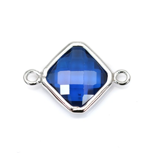 Spacer sterling silver 925 and zirconium sapphire rhombus 10x17mm x 1pc