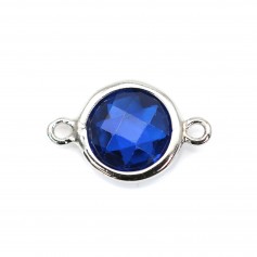 925 sterling silver round spacer with blue cz 9.5x14.5mm x 1pc