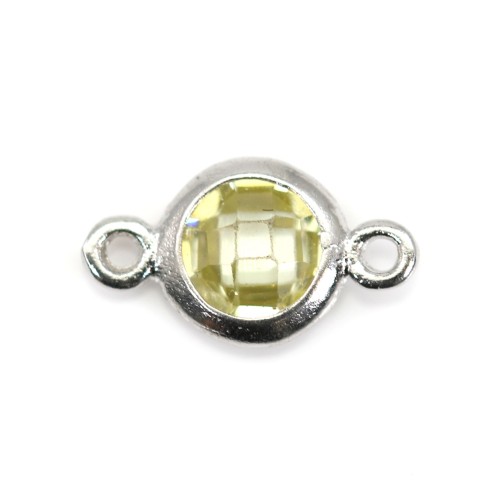 Argento 925 e ossido di zirconio giallo Distanziatore rotondo 5x9 mm x 1 pezzo