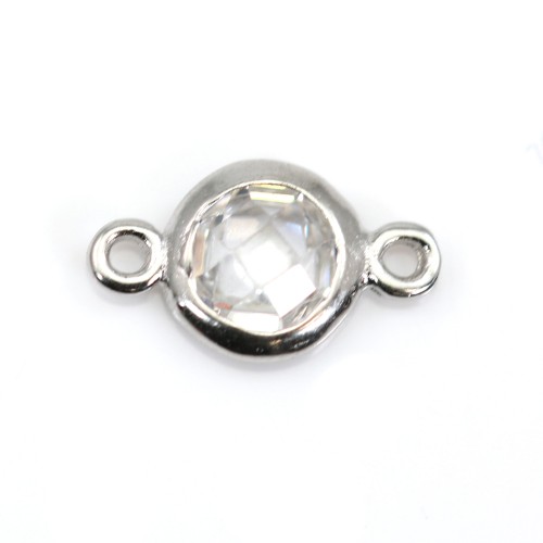 Spacer sterling silver 925 and zirconium crystal 5x9mm x 1pc