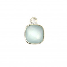 Faceted cushion cut chalcedony set in silver 9mm x 1pc