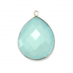 Chalcedony pendant set in silver, in the shape of a drop 26x31mm x 1pc