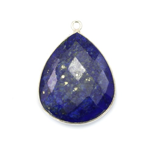 Pendentif en lapis lazuli, sertie en argent , en forme de goutte, 26x31mmx 1pc