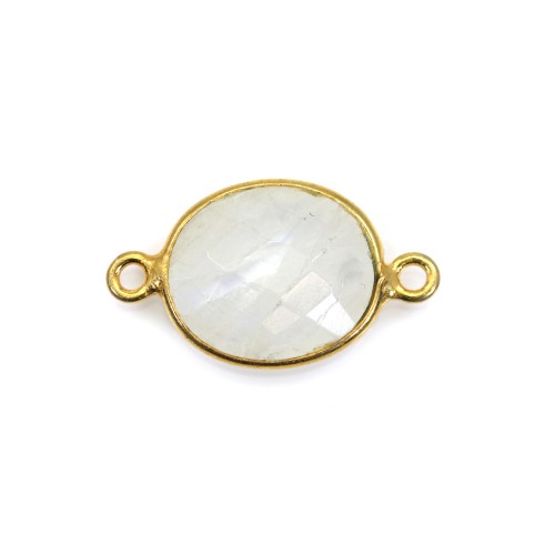 Moonstone in the oval shape, 2 rings set on golden silver, 9x11mm x 1pc