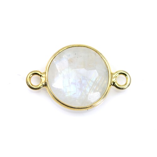 Moonstone in the shape round, 2 rings, set on golden silver, 9mm x 1pc