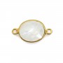 Moonstone in the oval shape, set on golden silver, 13x11mm x 1pc