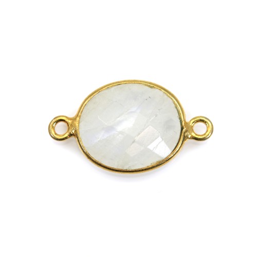 Moonstone in the oval shape, set on golden silver, 13*11mm x 1pc