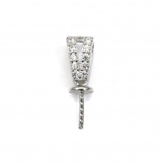Schalenförmiger Ring für halbgebohrte Perlen, 925er Silber, rhodiniert 13.5mm x 1Stk