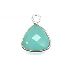Chalcedony triangle faceted charm set in silver 925 9x13mm x 1pc