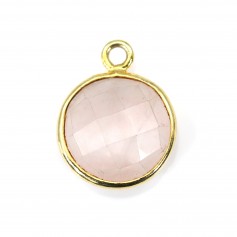 Faceted round rose quartz set in gold-plated silver 11mm x 1pc