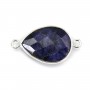 Drop-shape faceted treated blue gemstone set in sterling silver 2 rings 13x17mm x 1pc