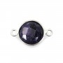 Round faceted treated blue gemstone set in sterling silver 2 rings 11mm x 1pc