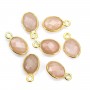 Charm Gemstone orange moon faceted oval set silver 925 gold 7x12mm x 1pc