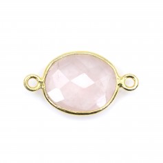 Conjunto de faceta oval de quartzo rosa sobre prata dourada 2 anéis 11x13mm x 1pc