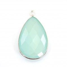Chalcedony pendant set in silver, in the shape of a drop 21x31mm x 1pc