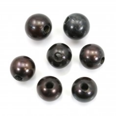 Freshwater cultured pearl, brown, round, 8mm x 1pc