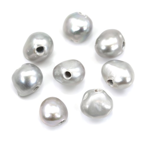 Perla cultivada de agua dulce, gris, barroca 7-9mm x 2pcs