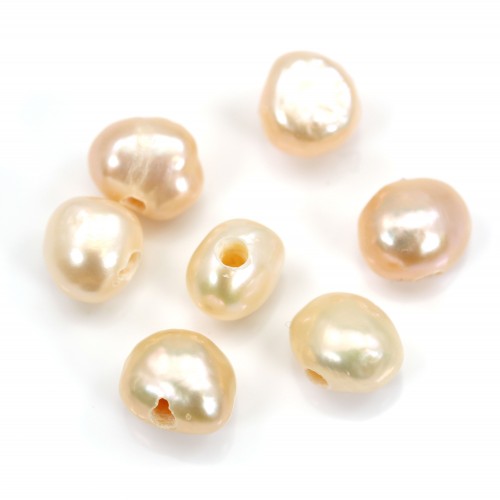 Perla coltivata d'acqua dolce, salmone, barocca, 7-9 mm x 2 pezzi