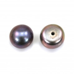Perlas cultivadas de agua dulce, semiperforadas, azul oscuro, botón, 5.5-6mm x 30pcs