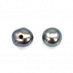 Half-drilled flat round dark grey freshwater cultured pearl 4.5-5mm x 40pcs