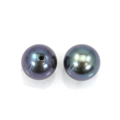 Half-drilled round dark blue freshwater pearl 7-75mm x 1pc